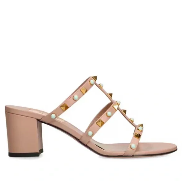 Valentino Women's Sandals with Gold and Turquoise Studs - Picture 9 of 9